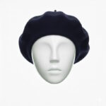 bască damă din lână culoare bleumarin