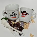 Set cești espresso cu linguriță din ceramică
