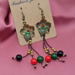 cercei floare lungi cu mărgele