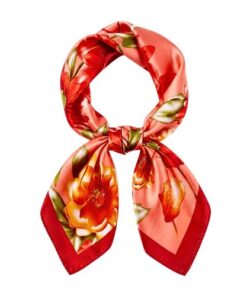 esarfa satin cu flori, 50x50 cm