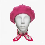 set bască damă ciclam și eșarfă mică