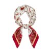 esarfa satin alba cu flori rosii, 50x50 cm
