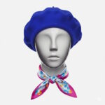 set bască damă albastru regal și eșarfă mică