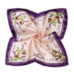 esarfa roz cu flori si chenar mov