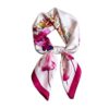 esarfa satin mov cu fluturi si flori, 50x50 cm