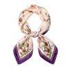 esarfa satin roz cu flori, 50x50 cm