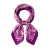 esarfa satin aurie cu flori mov 50x50 cm